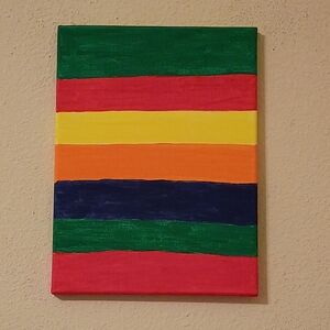 Bold Colorful Strips Art Original Acrylic Painting On Canvas Home Decor 9x12"